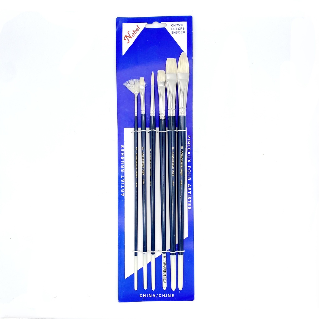 Connoisseur - White Hog Bristle Brush, Set Of 6