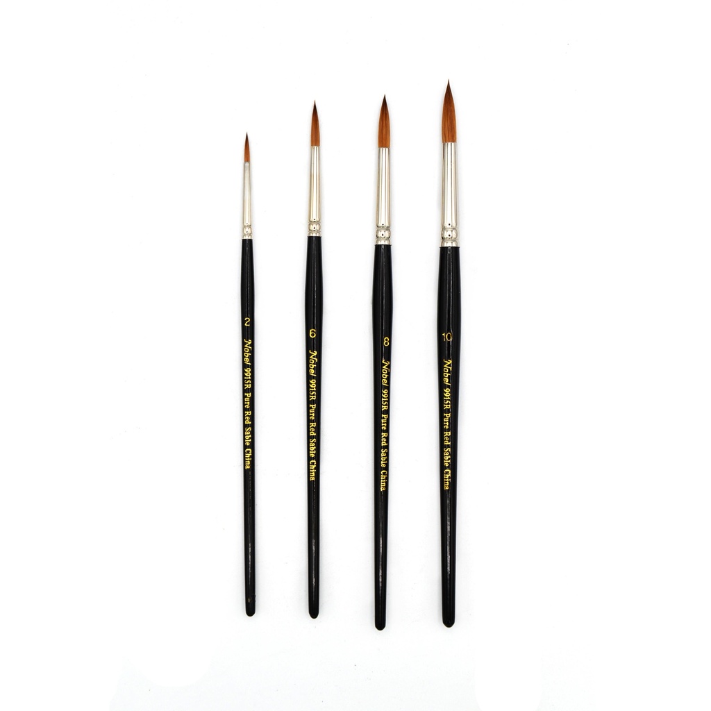 Pure Red Sable Hair Brush with Short Handle - Set Of 4