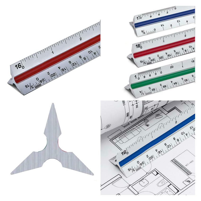 Abs Triangle Scales, 30 cm 1:100, 1:200, 1:250, 1:300, 1:400, 1:500