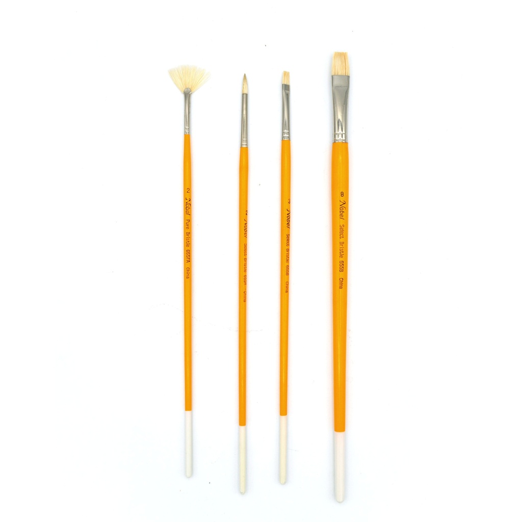 White Hog Bristle Decorator's Brush - Set of 6