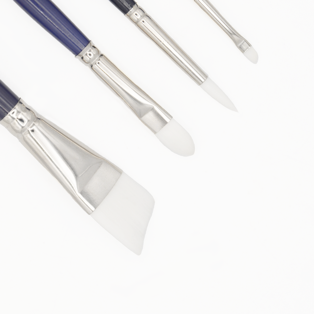 Connoisseur - Synthetic Brush with Short Handle - Set of 4 (Bright, Angled, Round, Filbert)et
