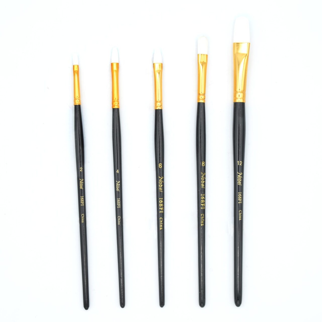 Stella - White Synthetic Hair Short Handle Brush - Filbert #4