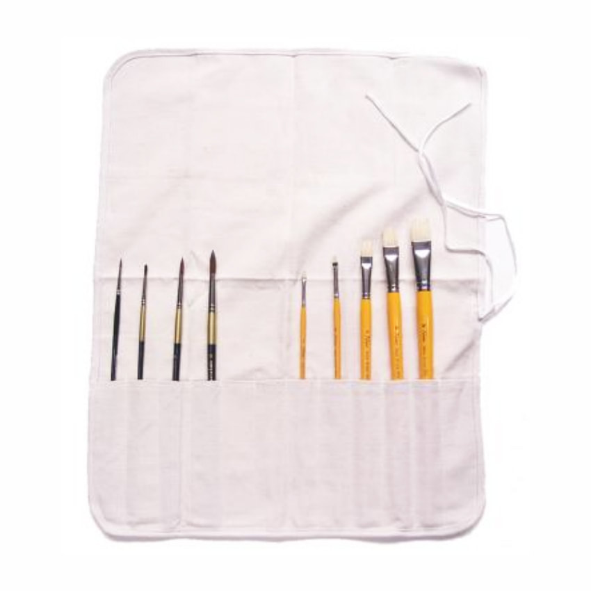 Canvas Roll-Up Brush Sleeve - 12 Slots, 16.5'' x 22''