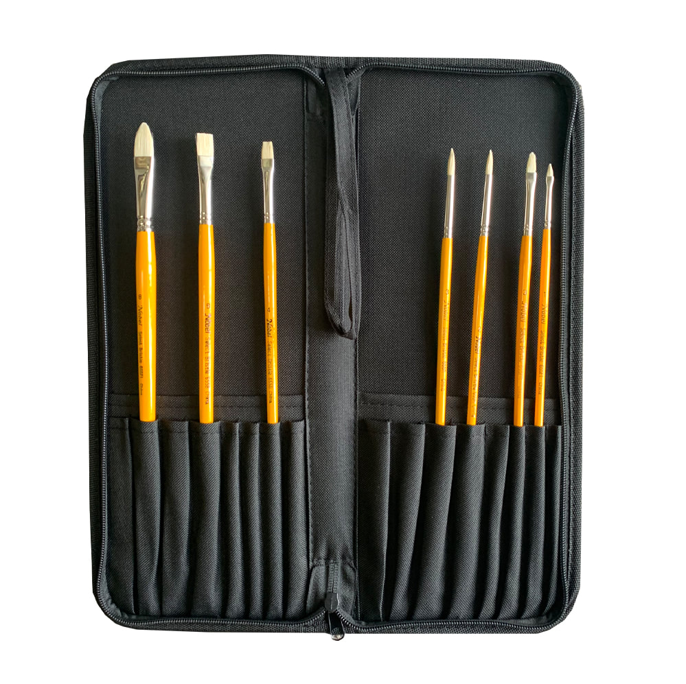 Nylon Rigid Case With Zipper Closure For Long Handle Brushes - 16 Slots, 6'' x 14'' x 1''