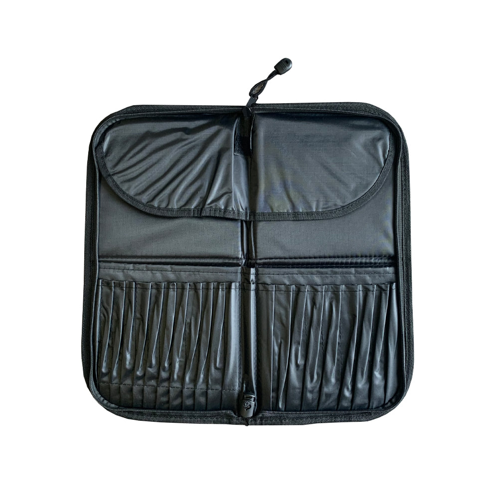 Foldable Display Brush Case With Zipper Closure For Long Handle Brushes - 7" x 14", 24 Slots