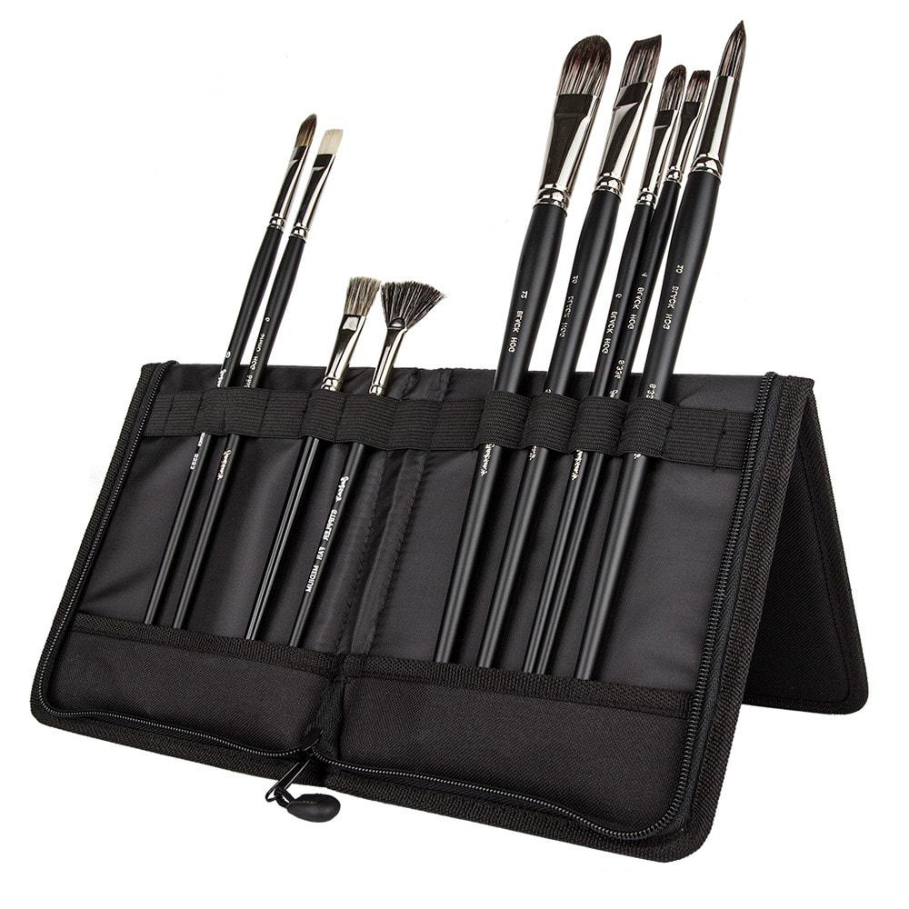 Foldable Display Brush Case With Zipper Closure for Long Handle Brushes - 8 1/2" x 14 1/2", 12 - 24 Slots