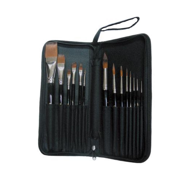 Rigid Nylon Case With Zipper Closure For Short Handle Brushes - 12 Slots