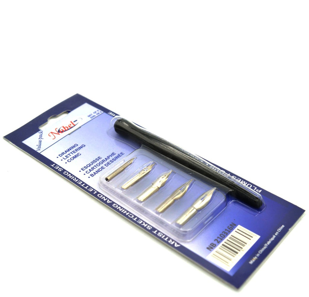 Ensemble de plumes et porte-stylos de calligraphie (noir) - Ensemble de 5