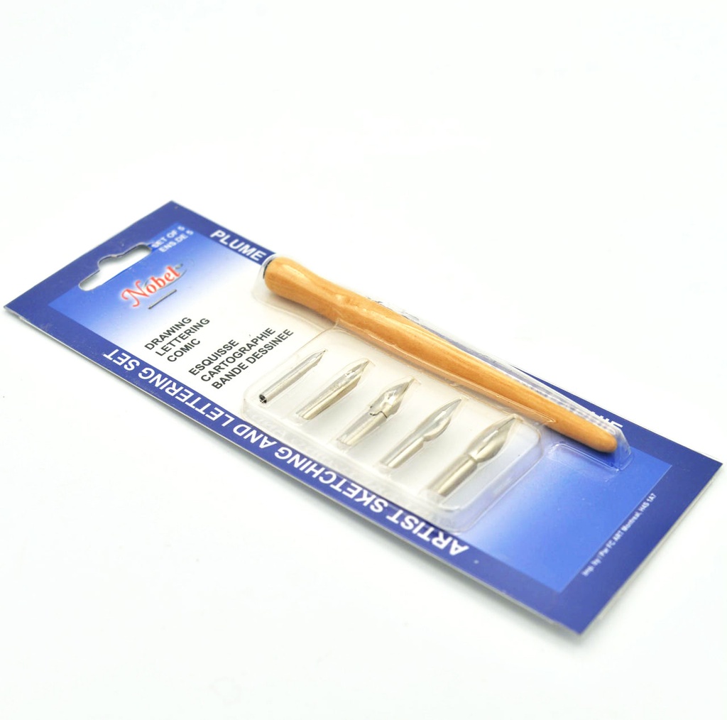 Calligraphy Pen Nibs and Holder Set (Wood) - 5 Nibs