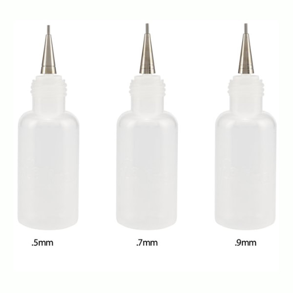 Flacons de détail FloLine avec embout en métal - ensemble de 3 (0,5 mm, 0,7 mm, 0,9 mm)