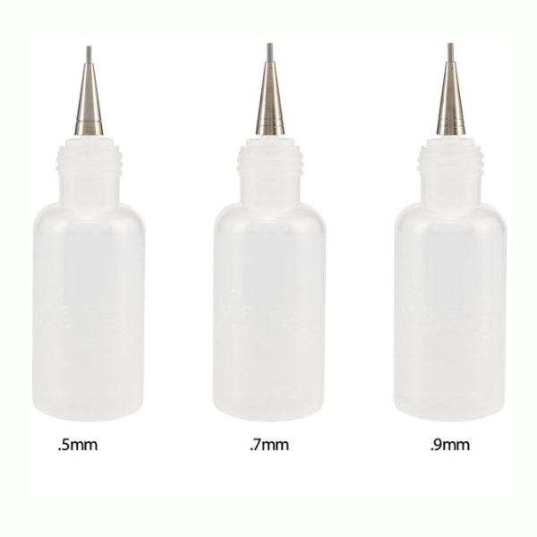 FloLine Detail Bottles With Metal Tip - Set Of 3 (0.5 mm, 0.7 mm, 0.9 mm)
