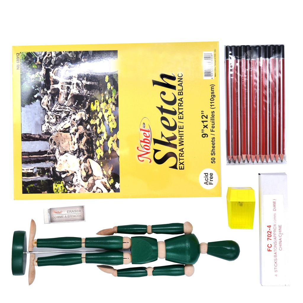 Basic Sketching Set with Willow Charcoal - with storage box