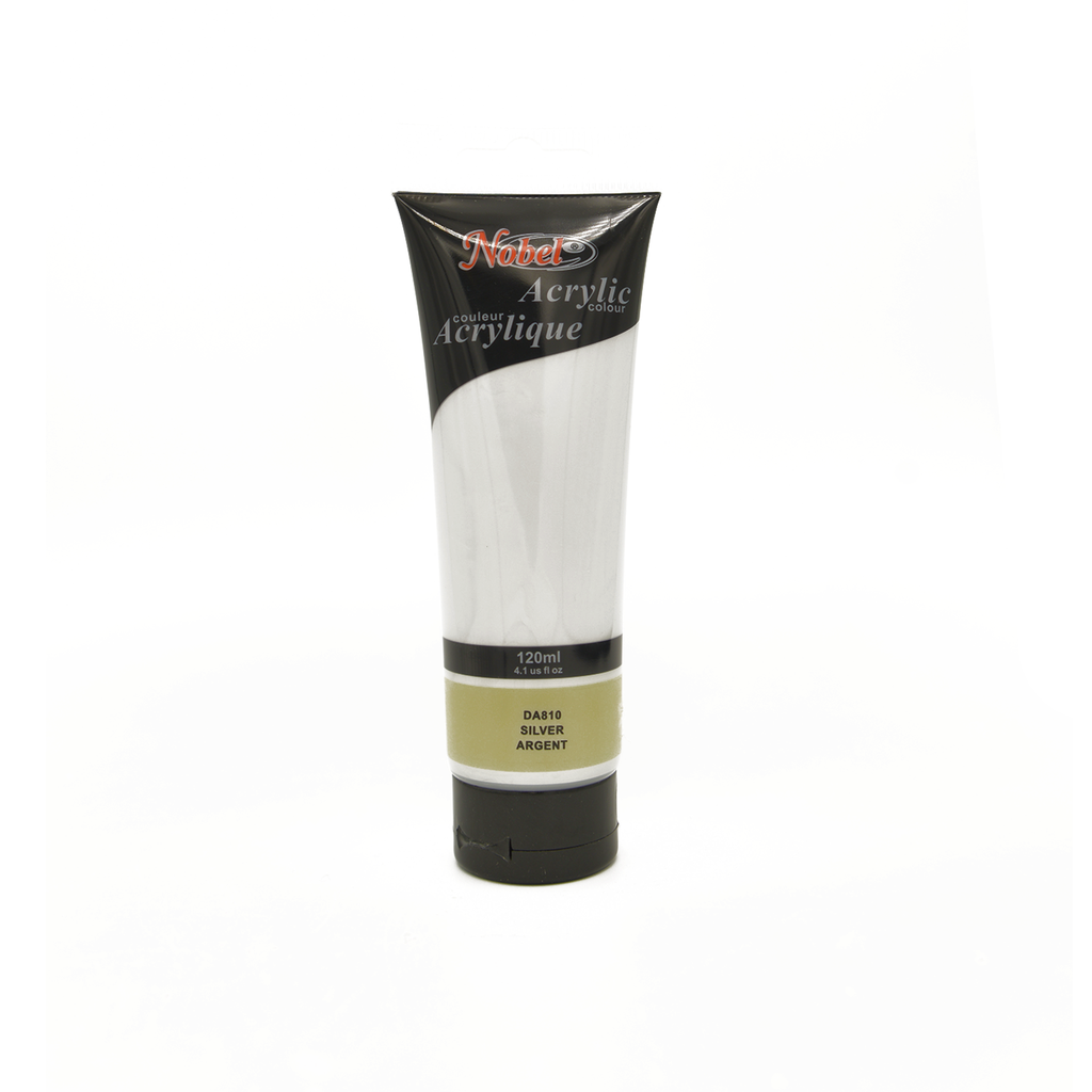 Argent - 120 ml de peinture acrylique de qualité professionnelle Nobel