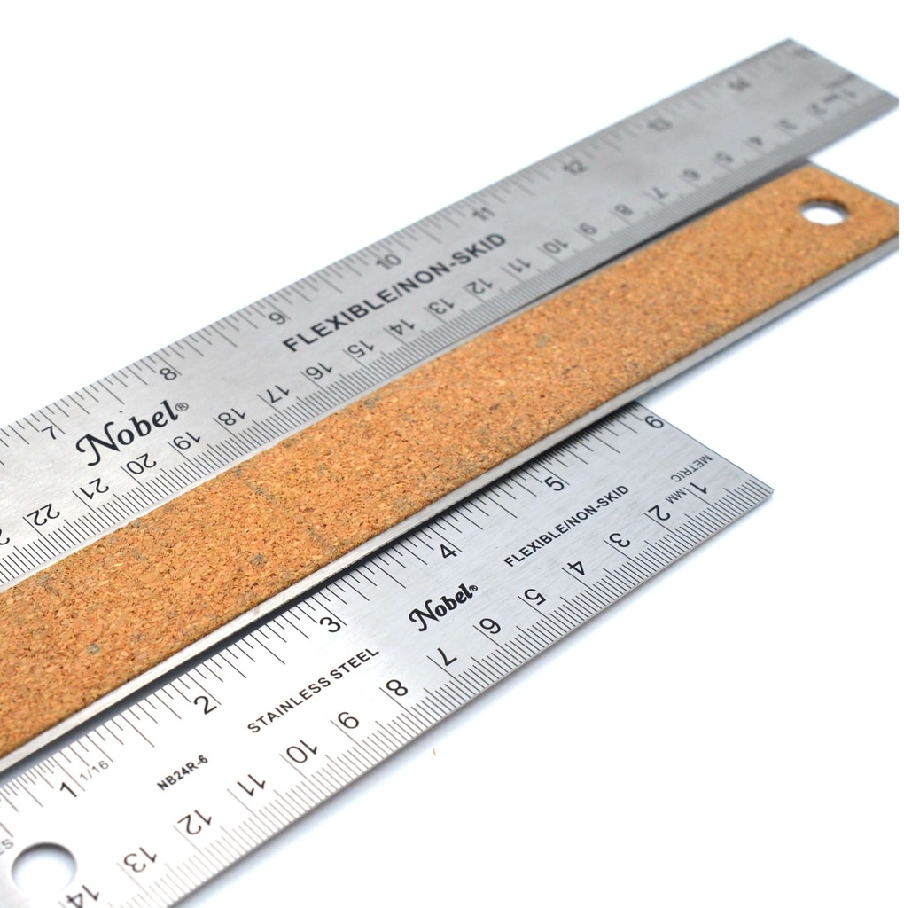 Nobel Machinist Steel Ruler with Cork Backing - 12"