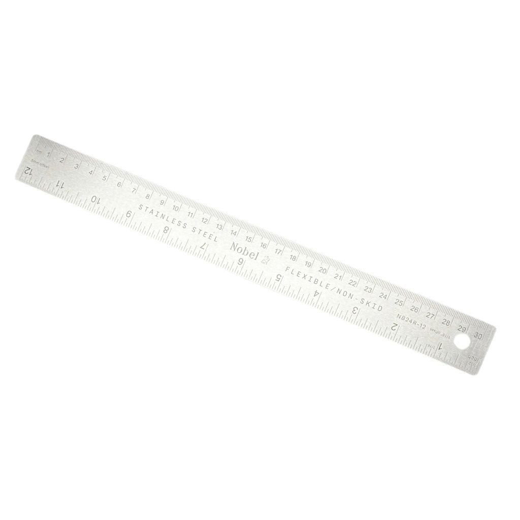 Nobel Machinist Steel Ruler with Cork Backing - 12"
