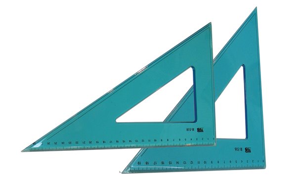Blue Arcylic Triangle Ruler With Measurement - 45 cm x 12 cm
