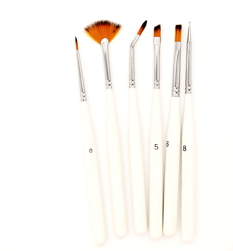Decorative Painting Brushes, Set Of 6 Brushes and 1 Burnisher