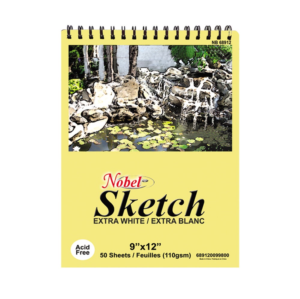 9" x 12" Extra White Spiral Binding For Sketching - 50 Sheets, 110 gsm
