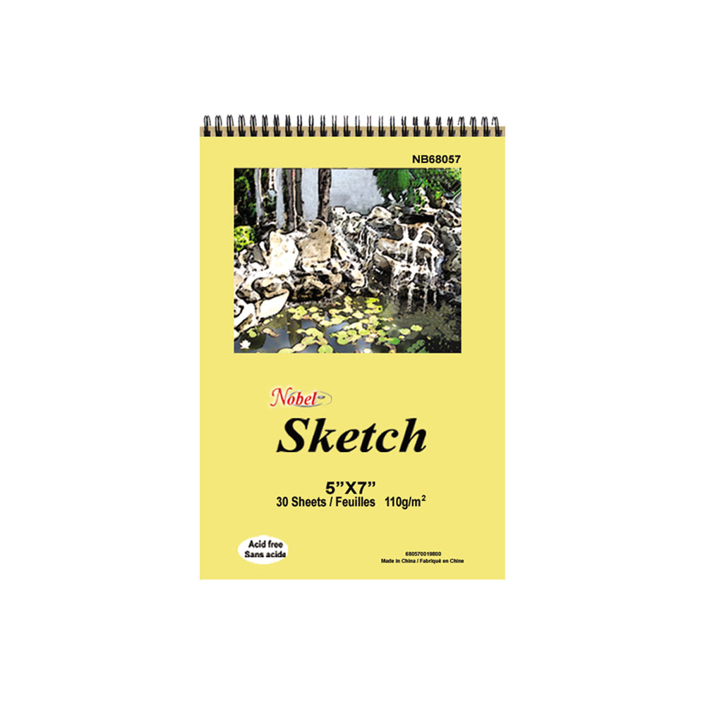 Reliure spirale extra blanche 9 po x 12 po pour croquis - 50 feuilles, 110 g/m²