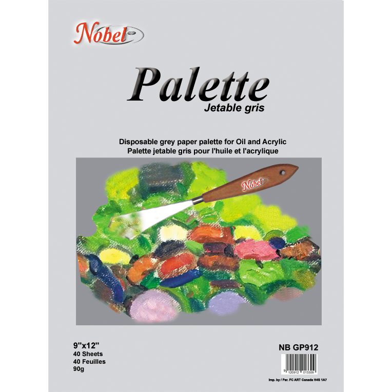 Palette jetable (gris) - 9" x 12", 50 feuilles, 80 g/m²