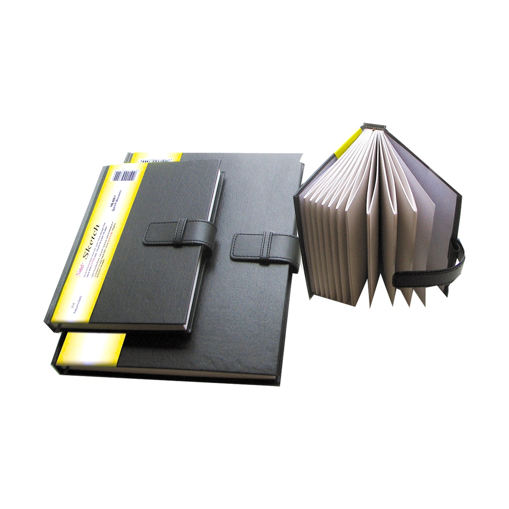 Deluxe Leather Hardcover Sketch Book with Lappet Closure And Page Finder (Natural White. Acid Free Paper, 105 gms, 80 Sheets)