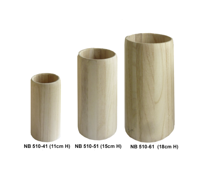Brush Holder Wooden Jar - 11 cm Height