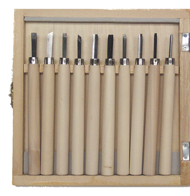 Wood Carving Knife Set Of 10 with Wooden Box
