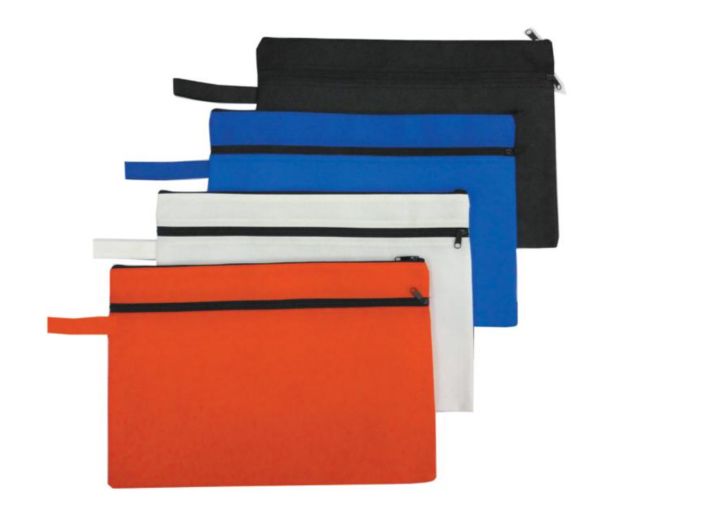 Blue Document Holder With Zipper - Economical Bag, 10" x 13'' - 2 Pockets