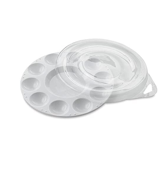 10-Well Round Plastic Palette With Transparent Cover, 7"