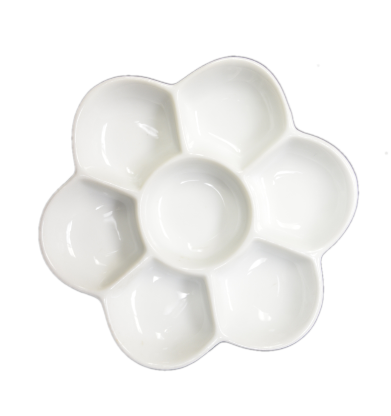 Palette en céramique style fleur, 7 puits