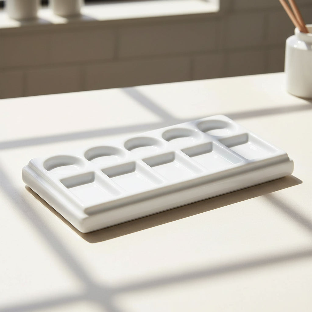 Palette rectangulaire en céramique, 5 puits, 5 inclinaisons