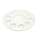 Palette ronde en céramique avec couvercle transparent, 8 puits et 1 zone de mélange - 4" de diamètre x 1" de hauteur