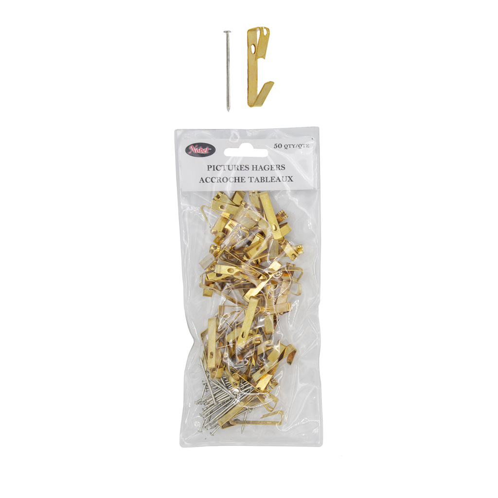 Anneaux en D et crochets pour tableaux - Paquet de 50, 32 mm x 5 mm