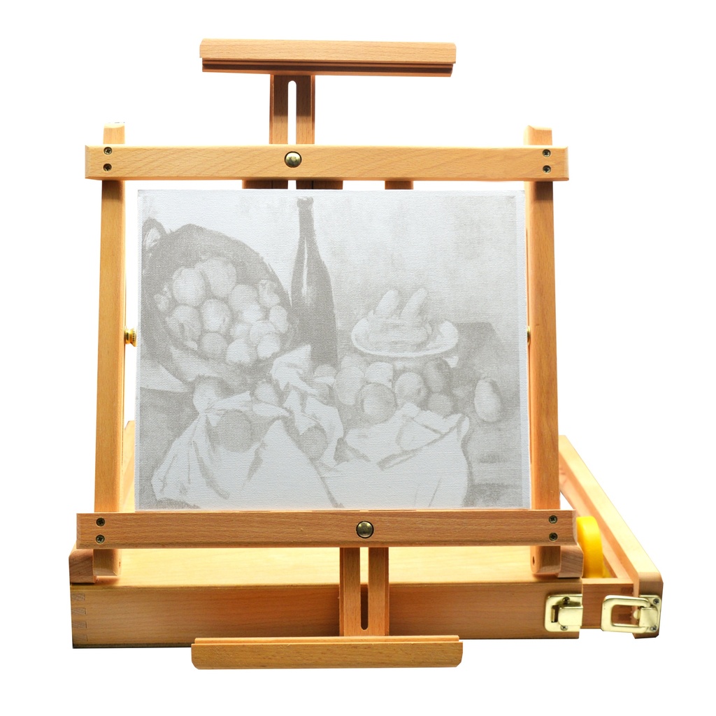 Tabletop Easel with Sketch Box (Sliding Compartment And Metal Interior) - 2" x 17" x 14" (Easel), 31" x 14"