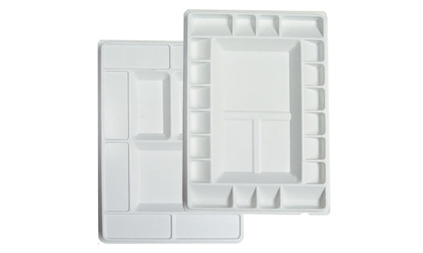 Grande Palette Plastique Rectangulaire 12"X16" 20 Puits, 3 Zones de Mélange + Couvercle Multi-Mixing Area