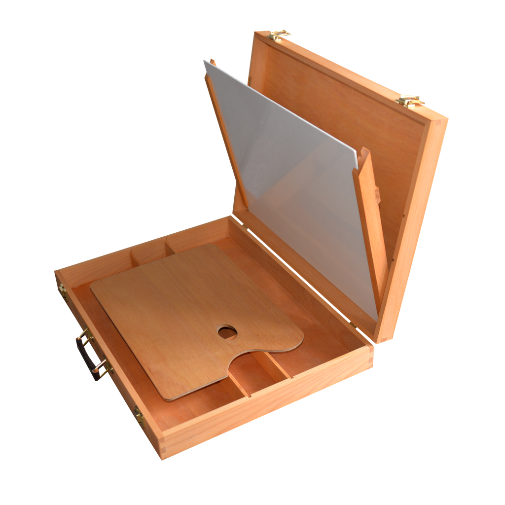 Artist Sketch Box - Wet Canvas Carrier For 16" x 20" Boards + Wooden Palette, 3.5" x 17" x 22"