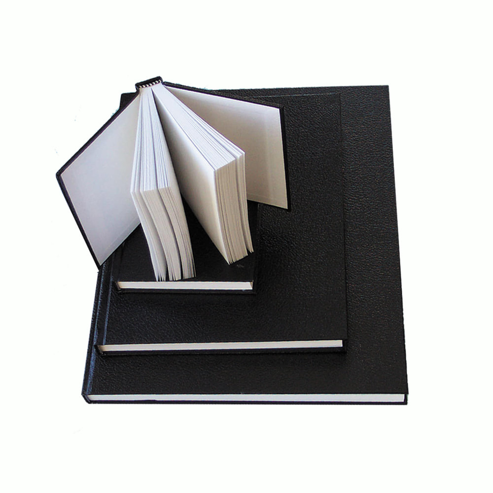 Sketchbook with Stitched Black Faux Leather Cover - 11" x 14", 110 Sheets, 110 gsm