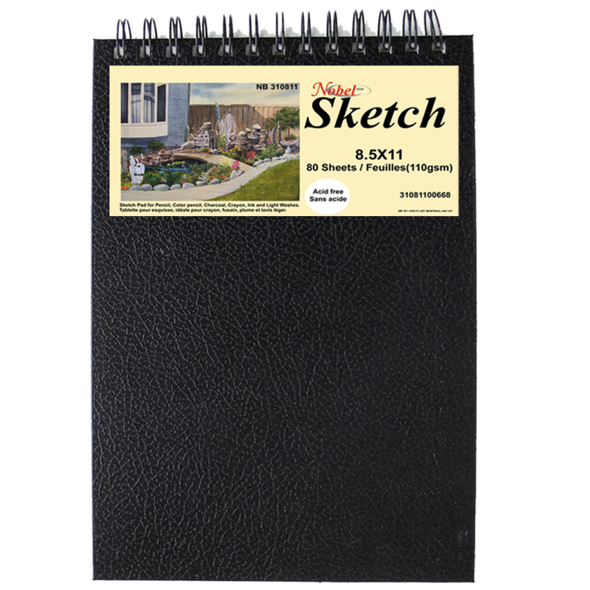 Spiral-bound Sketchbook with Black Faux Leather Cover - 4" x 6"