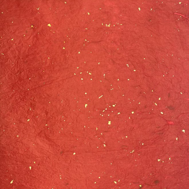Handmade Mulberry Paper (Red With Gold Spots) - 18" x 24"