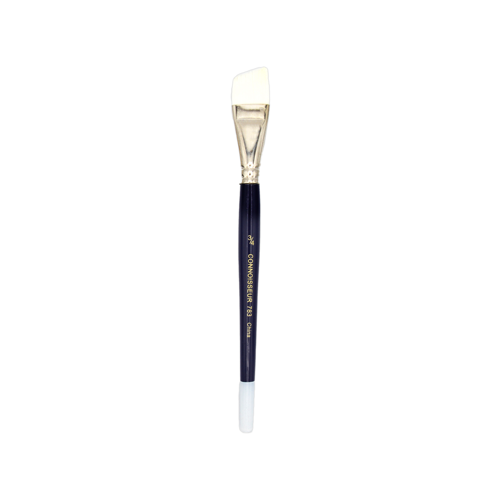 White Synthetic Hair Brush - Angular 3/4"
