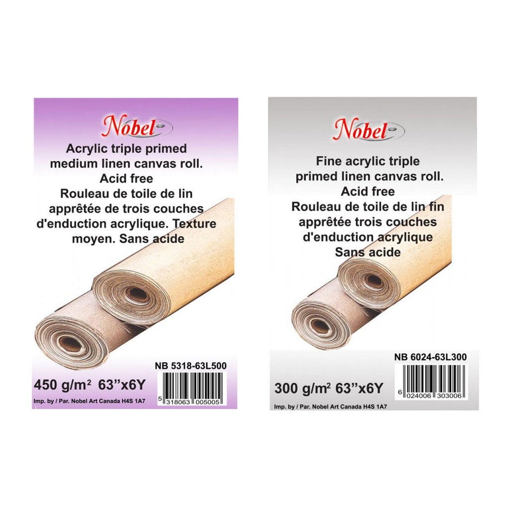 Fine 100% Linen Canvas Roll, Triple-Primed (Acrylic), 450 gsm