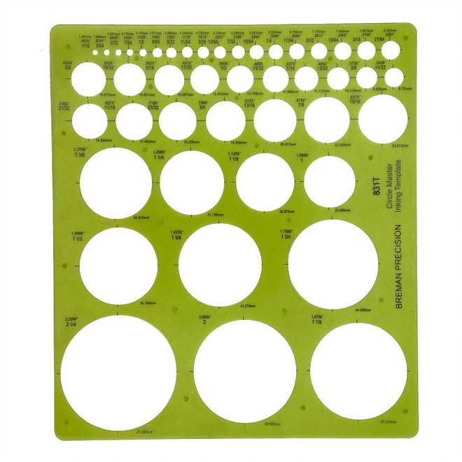 Circle Template - 45 Circles - 1/16" - 2/14"