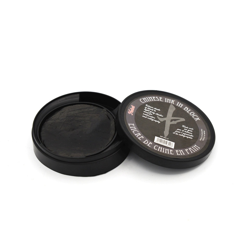 Chinese Dry Ink Block In Round Box