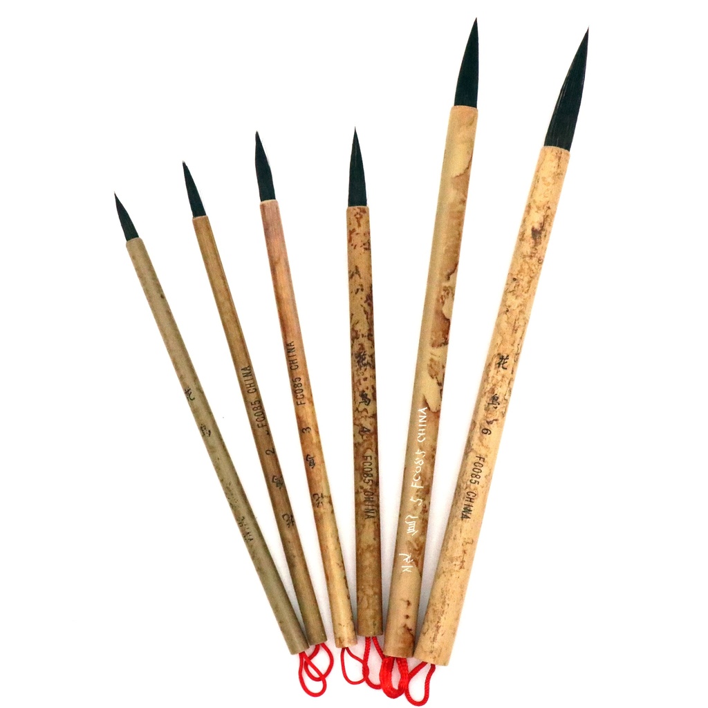 Bamboo Watercolor Brush - Black Goat And Mixed Hair #1