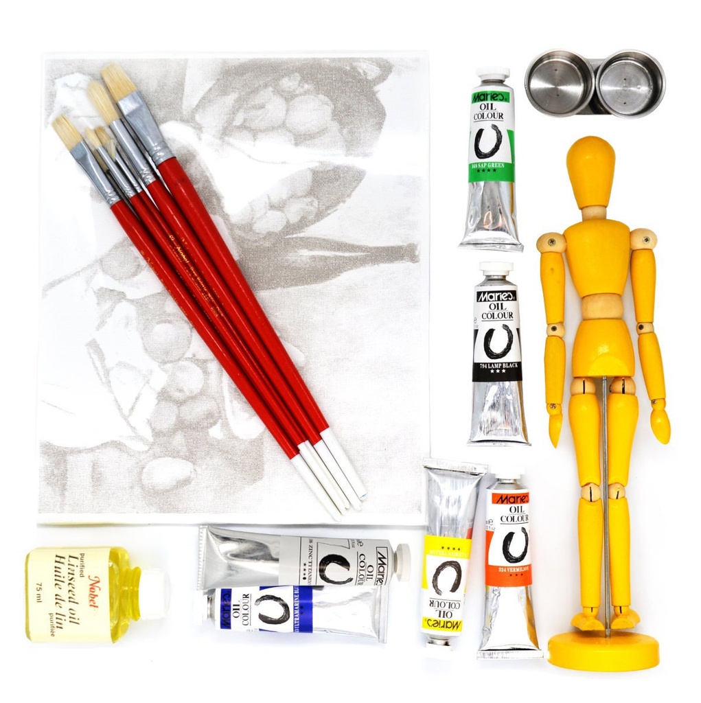 Ensemble d'huile pour débutants avec boîte à croquis
