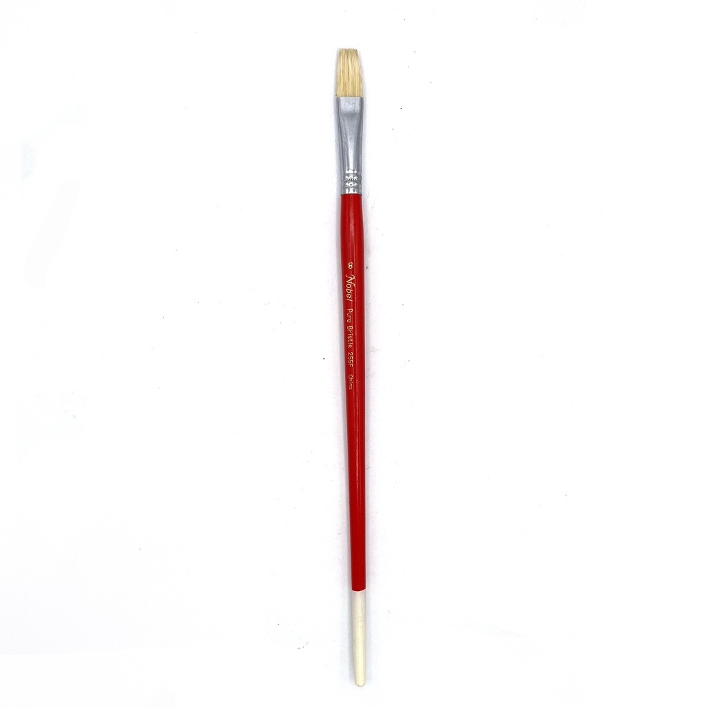 Eterna - White Hog Bristle Brush with Long Handle - Flat #3