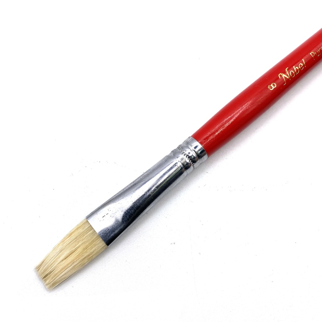 Eterna - White Hog Bristle Brush with Long Handle - Flat #8