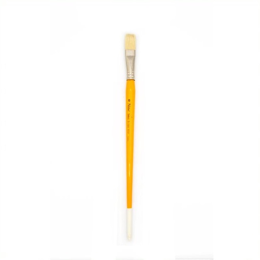 [NB 655F-10] Nobel - White Hog Bristle Brush with Long Handle - Flat #10