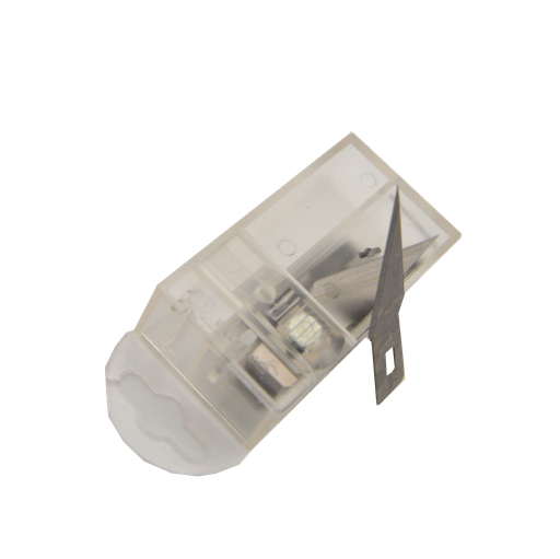 [NB SX03TN-10] Ensemble de 10 lames pointues pour couteau de précision avec boîtier de sortie automatique, pointues - 28 mm, (taille standard pour couteaux de précision)