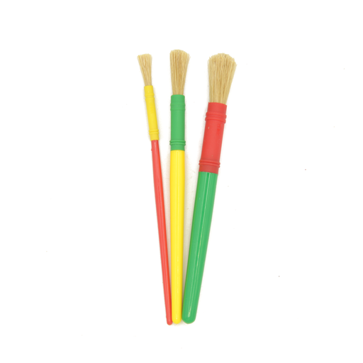 [AT 9971-3] Kids Hog Hair Brush with Ergonomic Multicolor Handle - Of 3